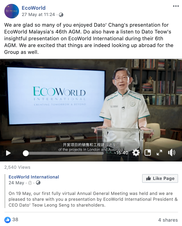 EcoWorld FB Live Meeting