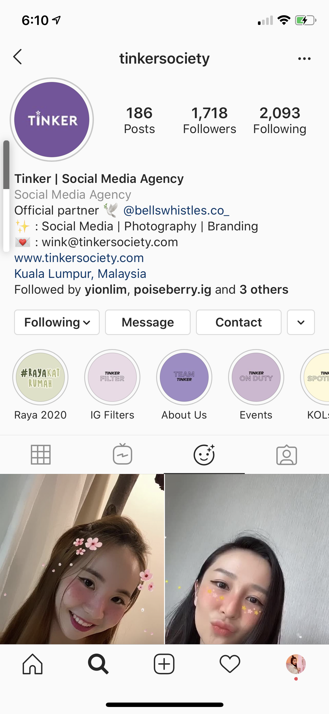 Tinker Society Instagram Profile