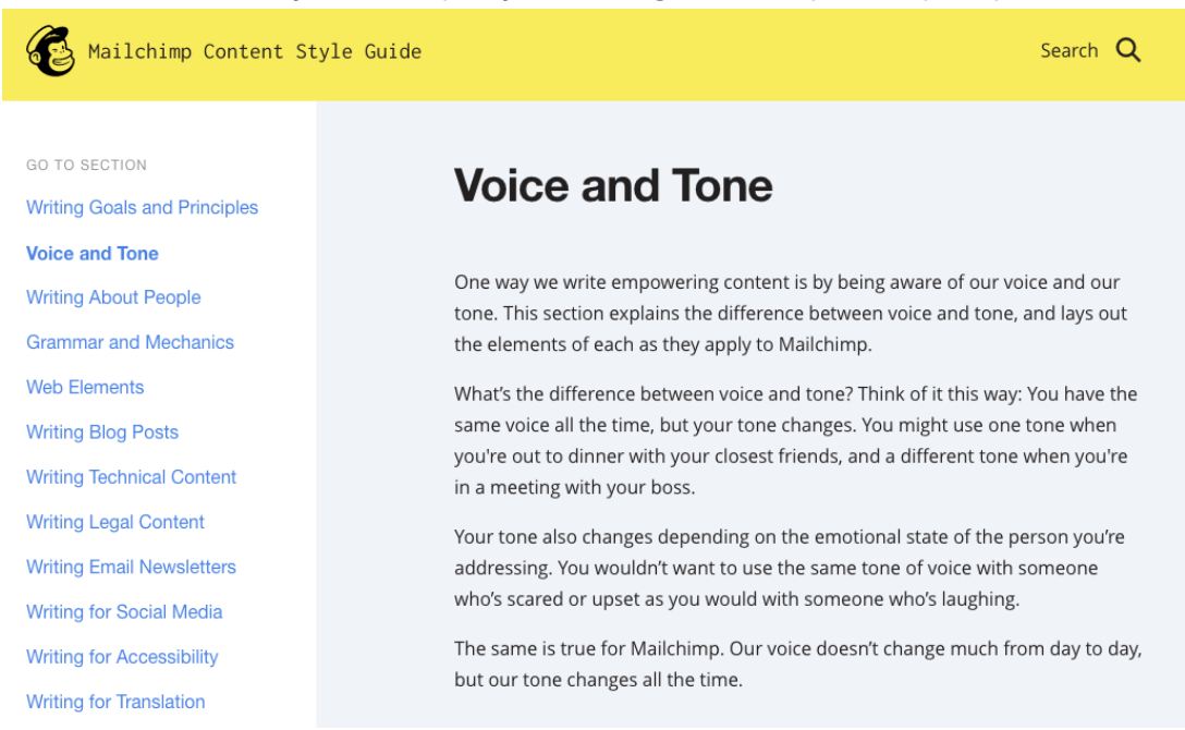Mail Chimp Brand Voice