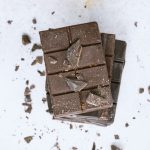 chocolate bars piled onto each other, aerial view