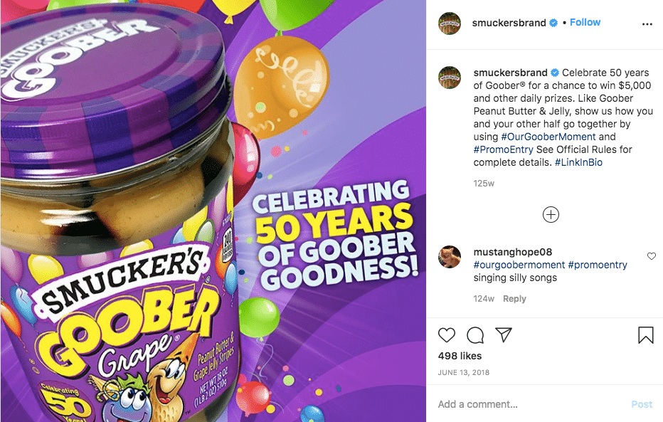 Colors of purple: An ad featuring Smucker's Goober Peanut Butter and Jelly