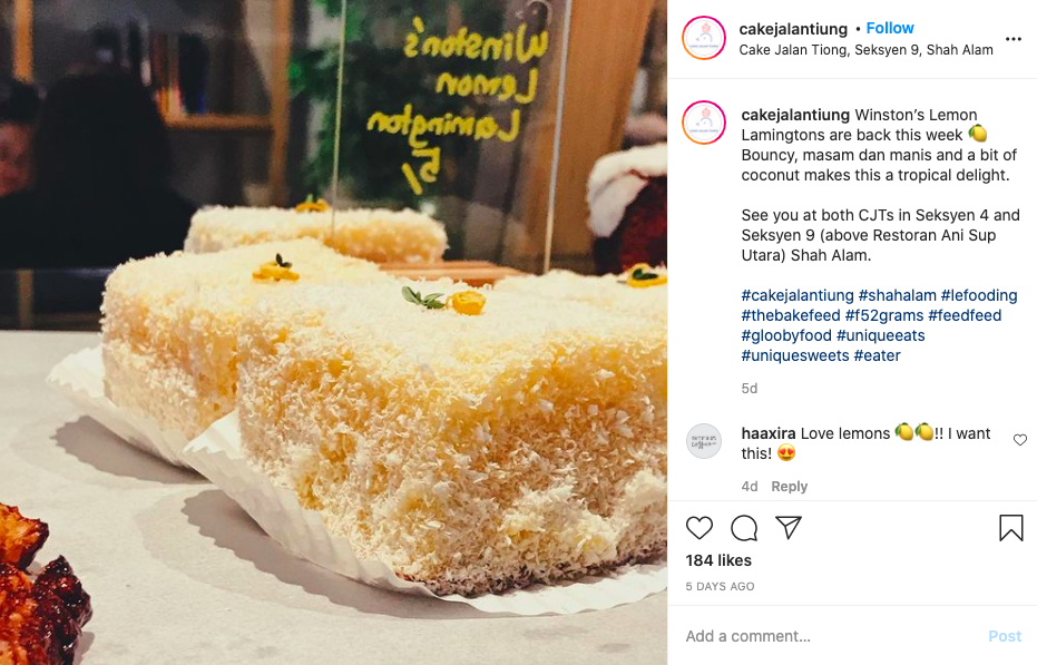 lemon lamingtons at Cake Jalan Tiung.