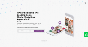 Tinker Society's landing page