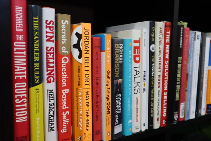 featured image for this article on book marketing: a row of colorful books